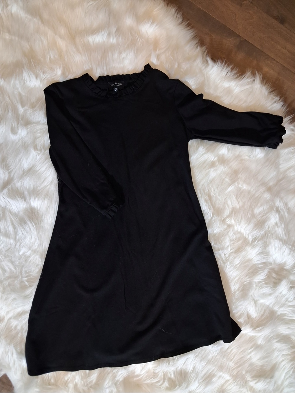 Isaac Mizrahi Black Ruffle-Trim A-Line Dress